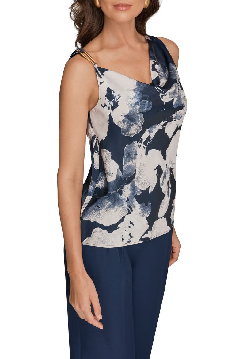 Floral Asymmetric Sleeveless Hardware Accent Top, Alternate, color, NIGHTFALL MULTI