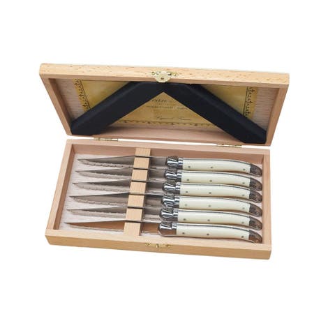 Laguiole 6 Piece Steak Knife Set in Wood Presentation Box