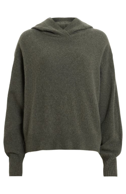 Allsaints Irina Relaxed Fit Cashmere Hoodie In Khaki Green