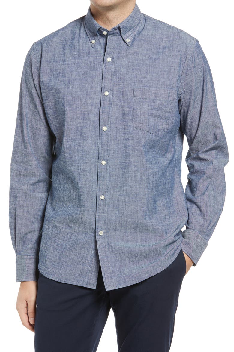 Tamworth Classic Fit Button-Down Chambray Shirt, Main, color, INDIGO
