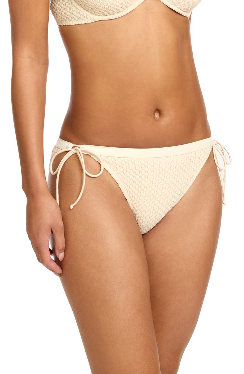 Robin Piccone Fishnet Side Tie Bikini Bottoms, Alternate, color, Bisque