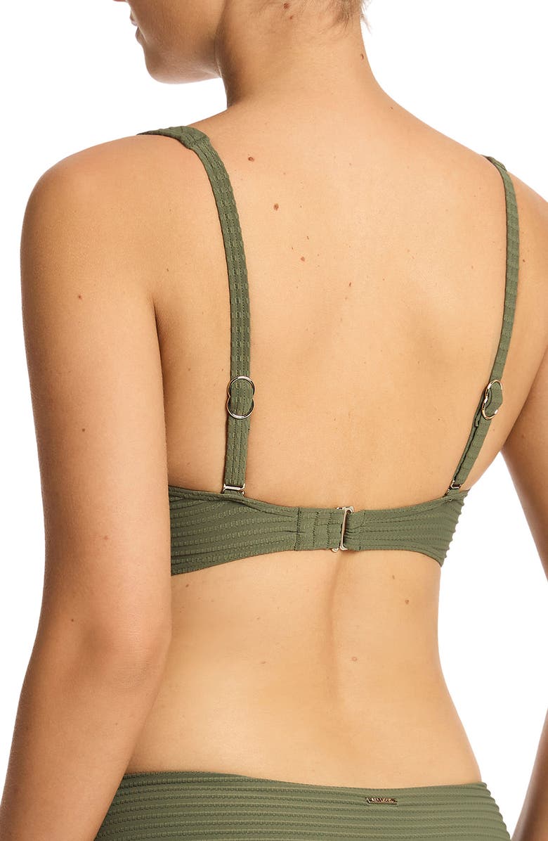 Sea Level Cross Front Multifit Bikini Top, Alternate, color, Khaki
