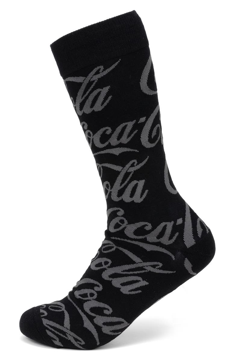 Cufflinks, Inc. Coke Crew Socks, Main, color, Black