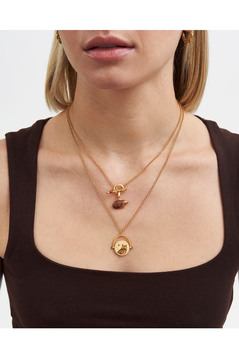 Ladybird & Hedgehog Toggle Necklace, Alternate, color, Gold