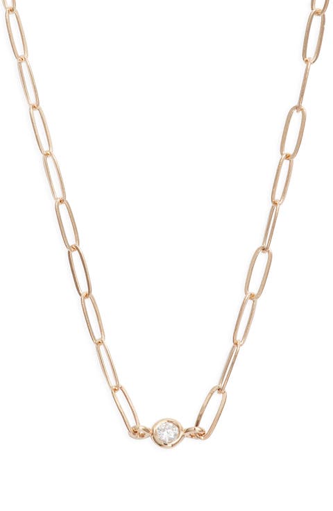 Classique Birthstone Paper Clip Chain Necklace