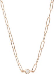 Anzie Classique Birthstone Paper Clip Chain Necklace