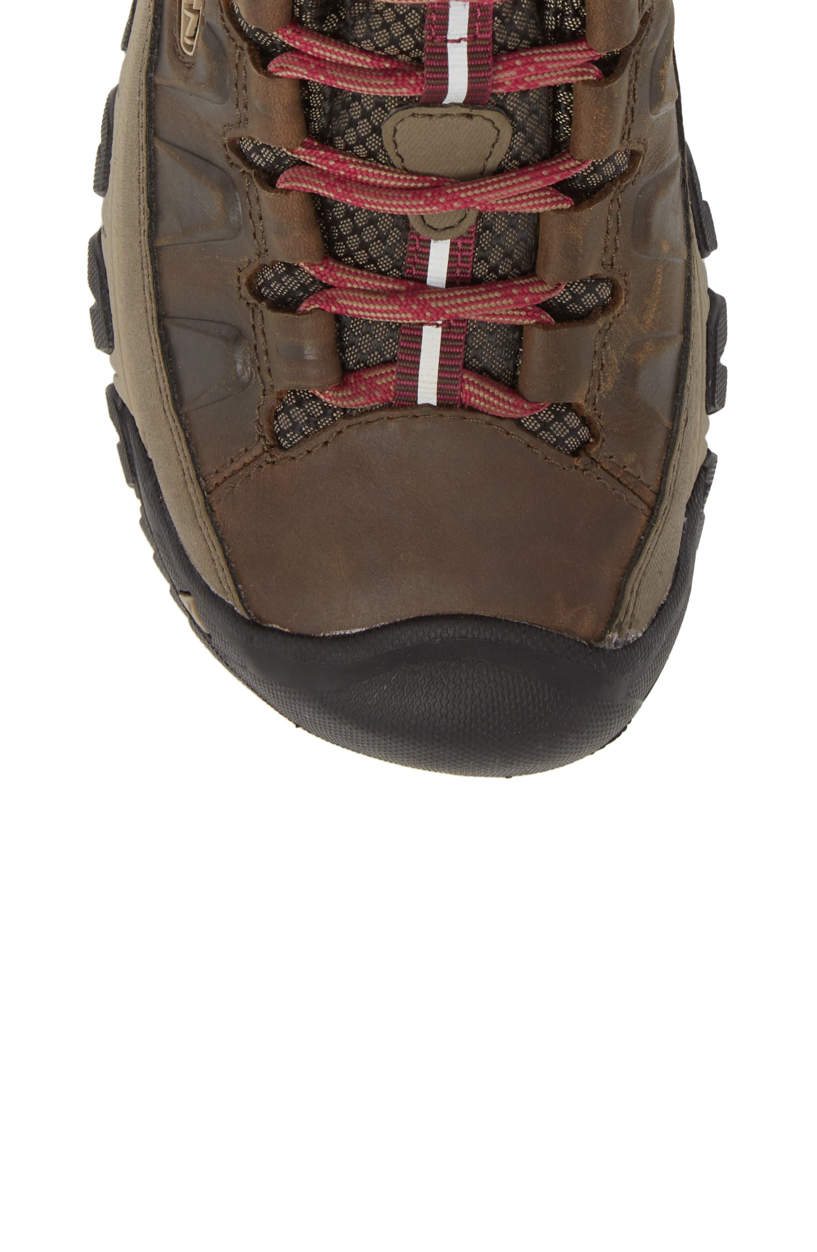 KEEN Targhee III Mid Waterproof Hiking Boot, Alternate, color, Weiss/ Boysenberry Leather