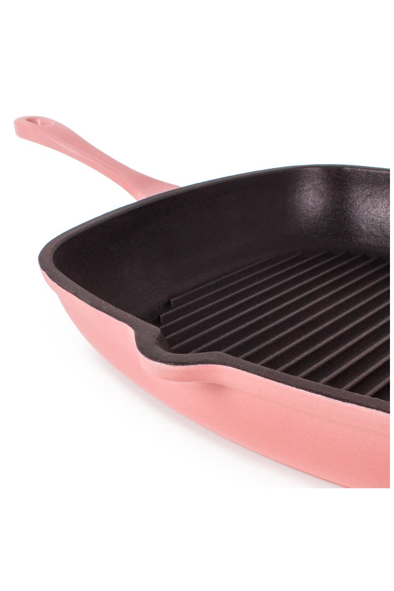 Neo 2-Piece Cast Iron Fry Pan & Grill Pan Set, Alternate, color, PINK