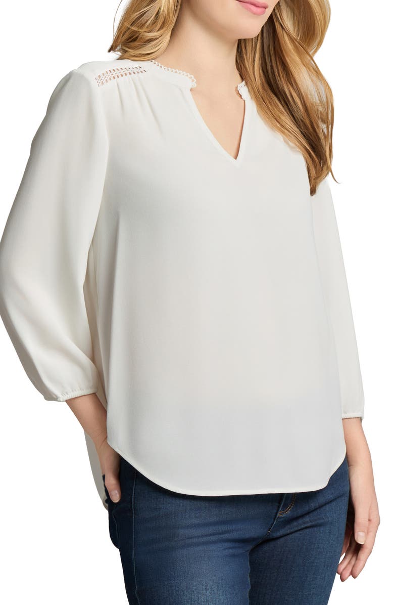 Jones New York Embroidered Accent Popover Top, Alternate, color,