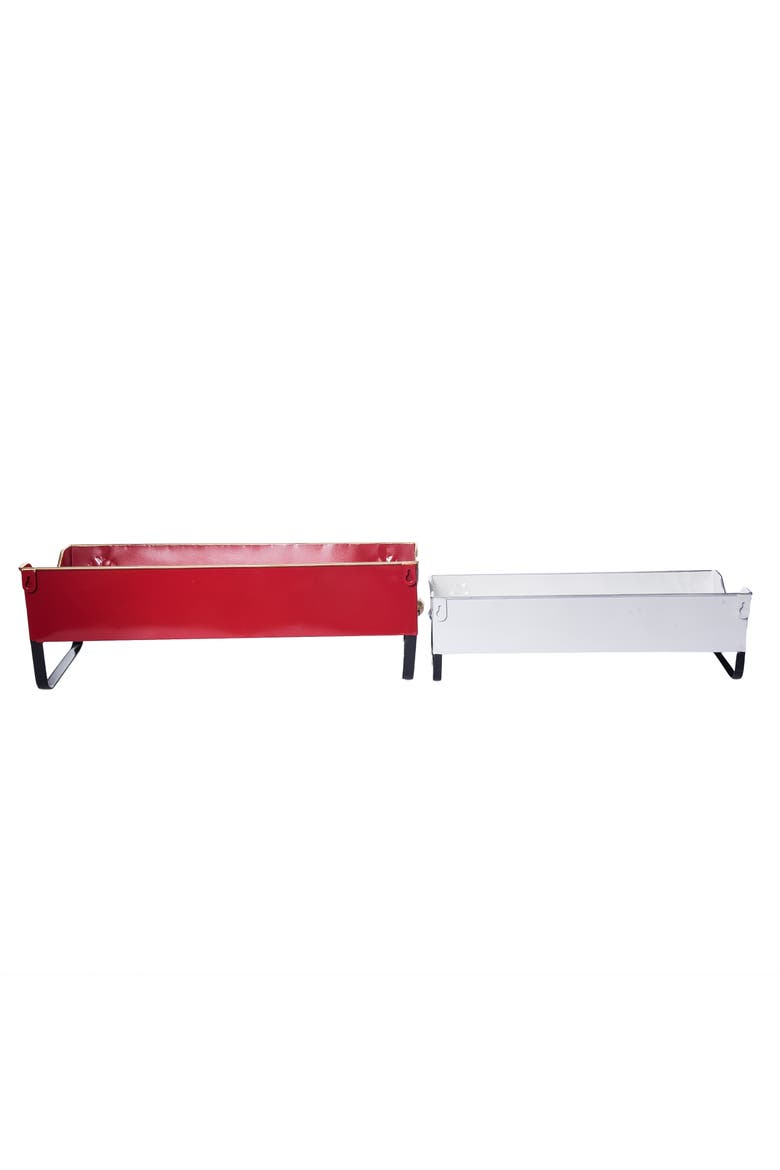 Multicolor Metal Christmas Containers Set of 2 Decorative Bins, Alternate, color, Red