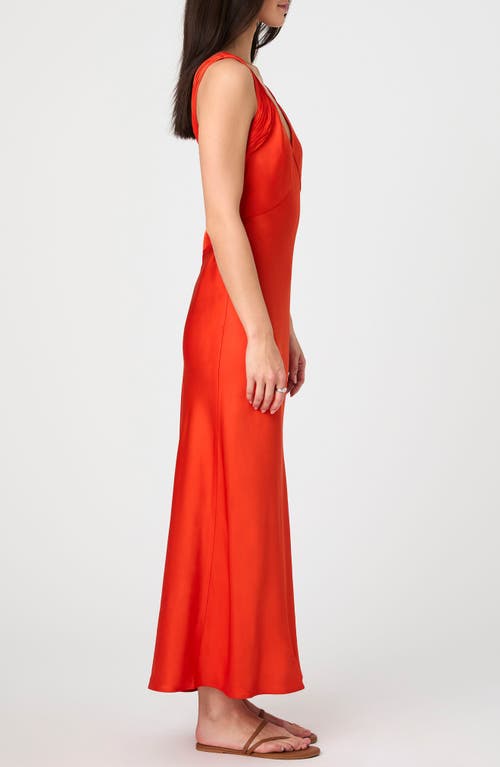 French Connection Ennis Satin Midaxi Dress In Miami Orange