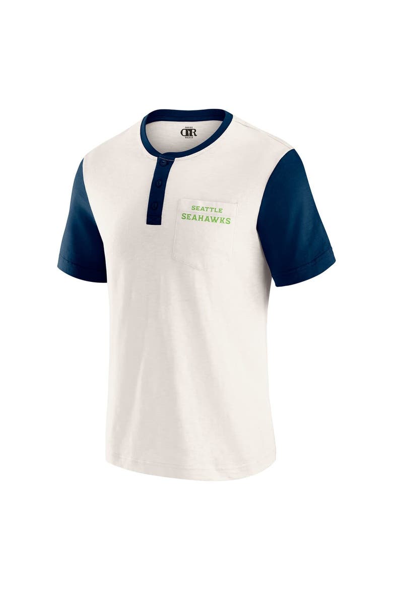 Men's Darius Rucker Collection by Fanatics Cream Seattle Seahawks Henley Colorblock Slub Pocket T-Shirt, Alternate, color, Cream