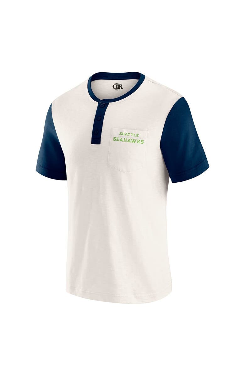 Darius Rucker Collection by Fanatics Men's Darius Rucker Collection by Fanatics Cream Seattle Seahawks Henley Colorblock Slub Pocket T-Shirt, Alternate, color, Cream