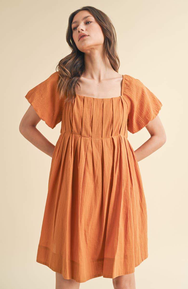 WISHLIST Puff Sleeve Babydoll Dress, Alternate, color, Camel