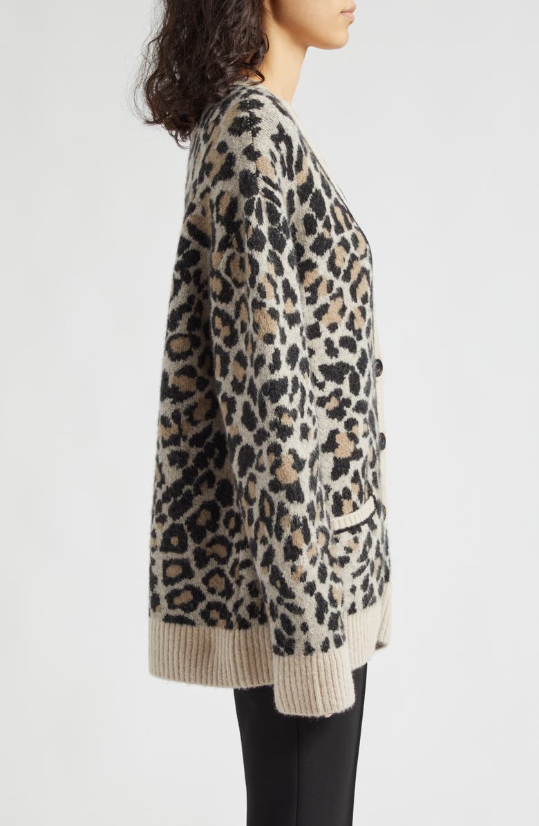 ATM Anthony Thomas Melillo Leopard Jacquard Cardigan, Alternate, color, 
