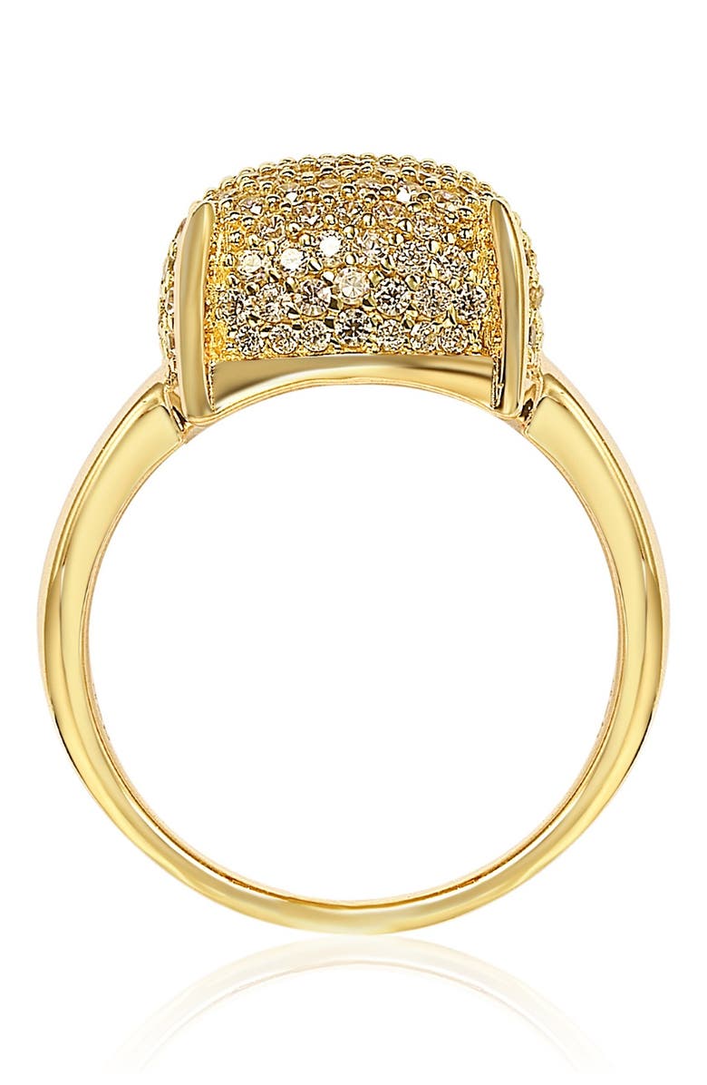 SUZY LEVIAN Yellow-Tone Sterling Silver Prong Set Cushion Shape Pave CZ Ring, Alternate, color, Yellow