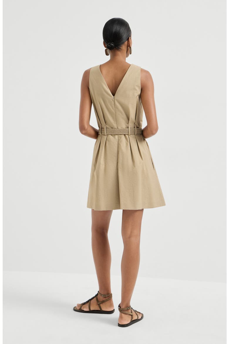 Twill belted dress, Alternate, color, Beige