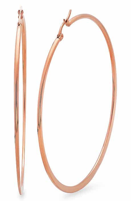18k Rose Gold Plated Hoop Earrings