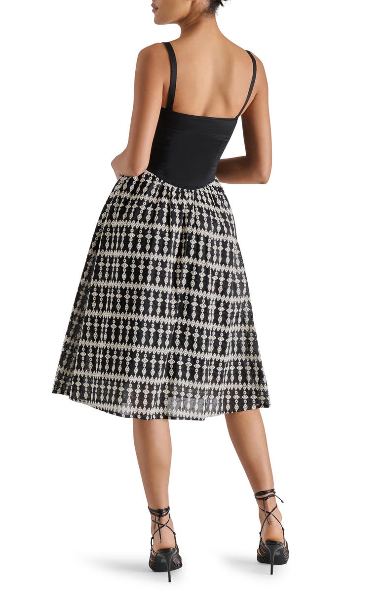 Steve Madden Aster Sleeveless Stretch Cotton Fit & Flare Dress, Alternate, color, Black/ White