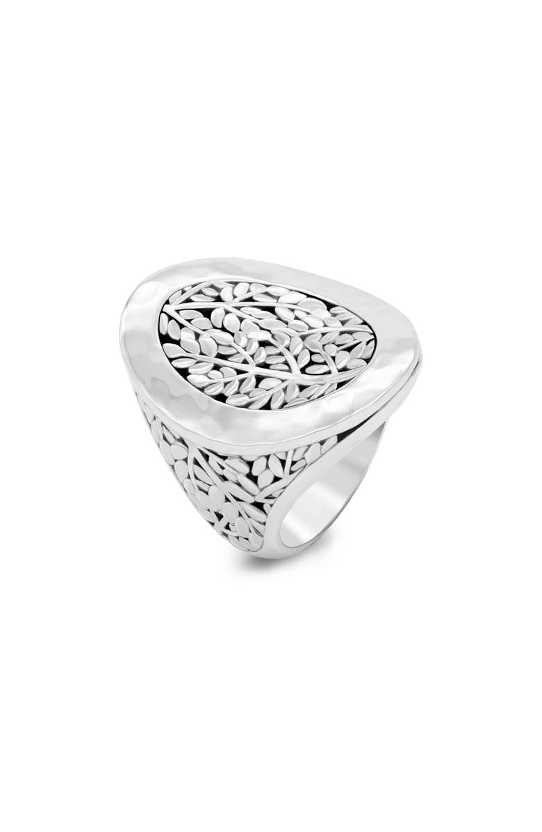 DEVATA Sterling Silver Bali Leaf Signet Ring, Alternate, color, 