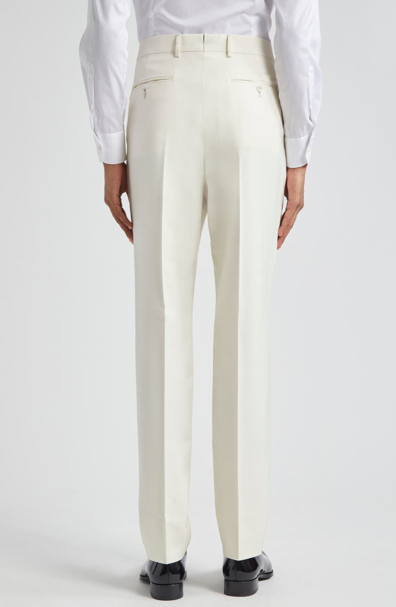 TOM FORD Atticus Tailored Silk Trousers, Alternate, color, Bone
