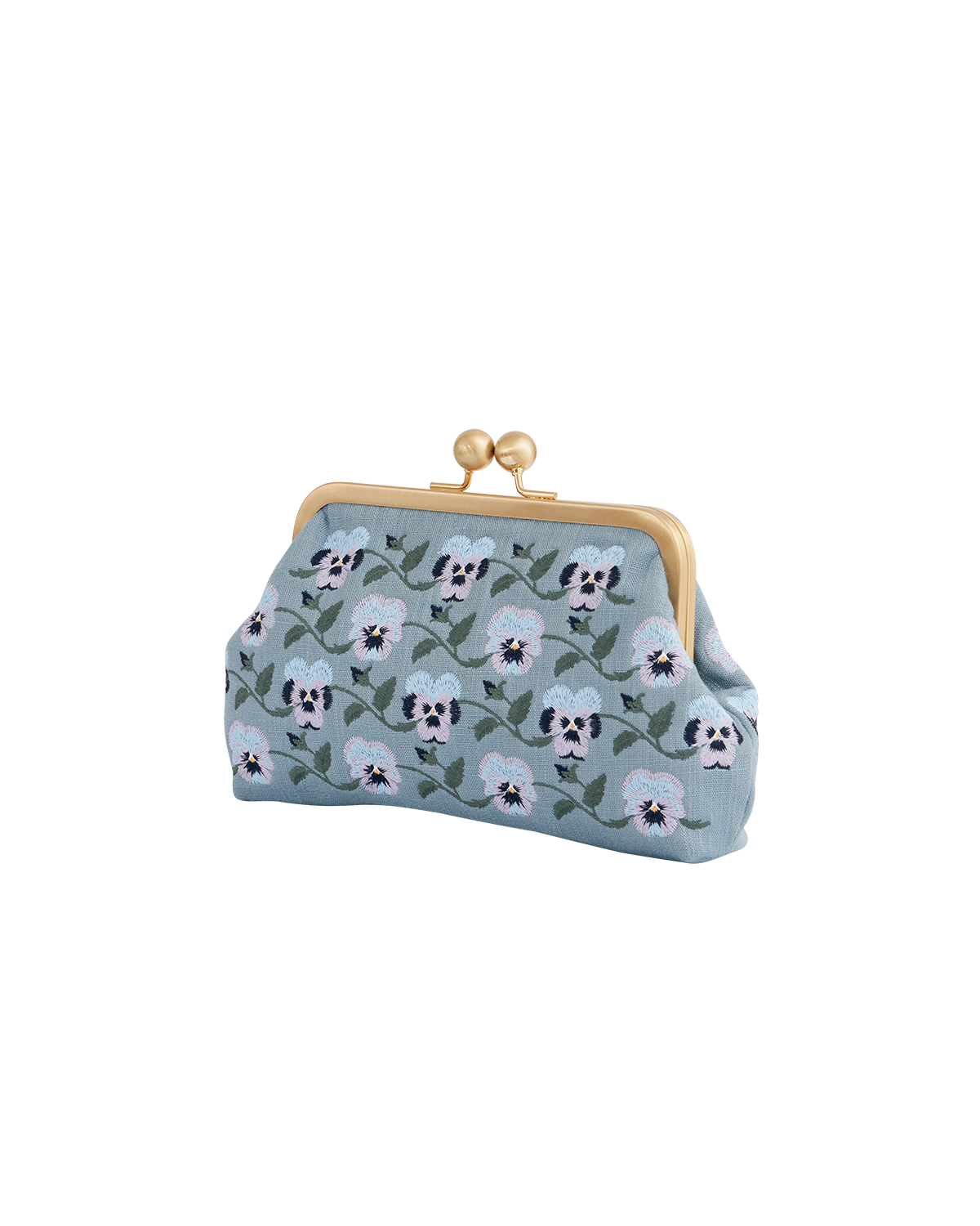 Fable England Pansy Victoriana Clutch Blue, Alternate, color, Blue & Gold