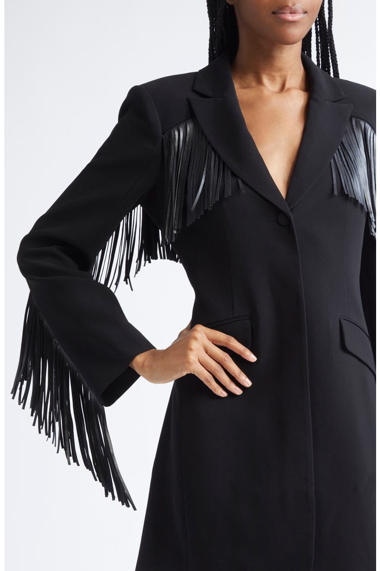 Joelette Fringe Blazer Dress, Alternate, color, BLACK