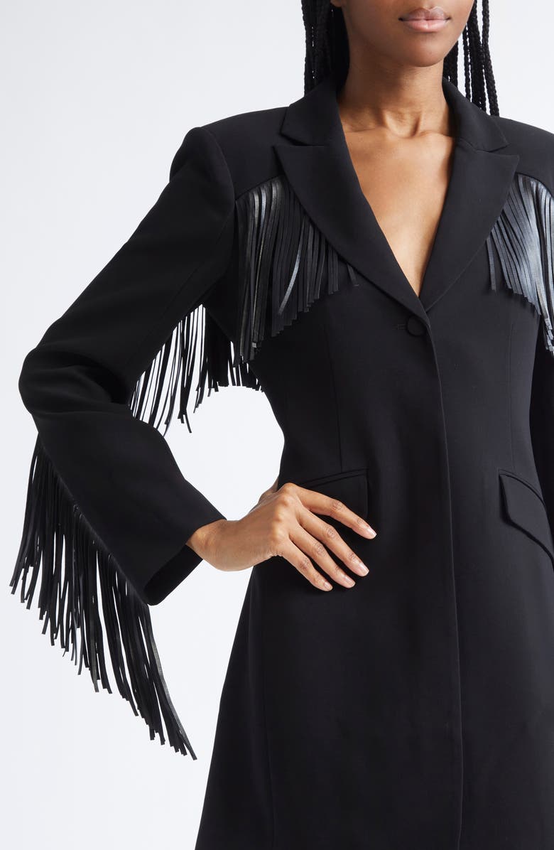 Cinq à Sept Joelette Fringe Blazer Dress, Alternate, color, Black