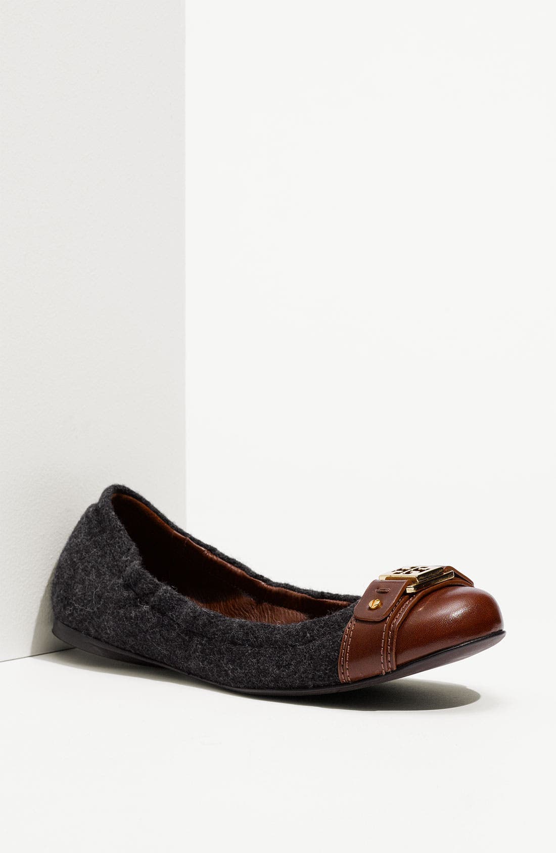 'Ambrose' Cap Toe Flannel Flat (Nordstrom Exclusive), Main, color, GREY FLANNEL