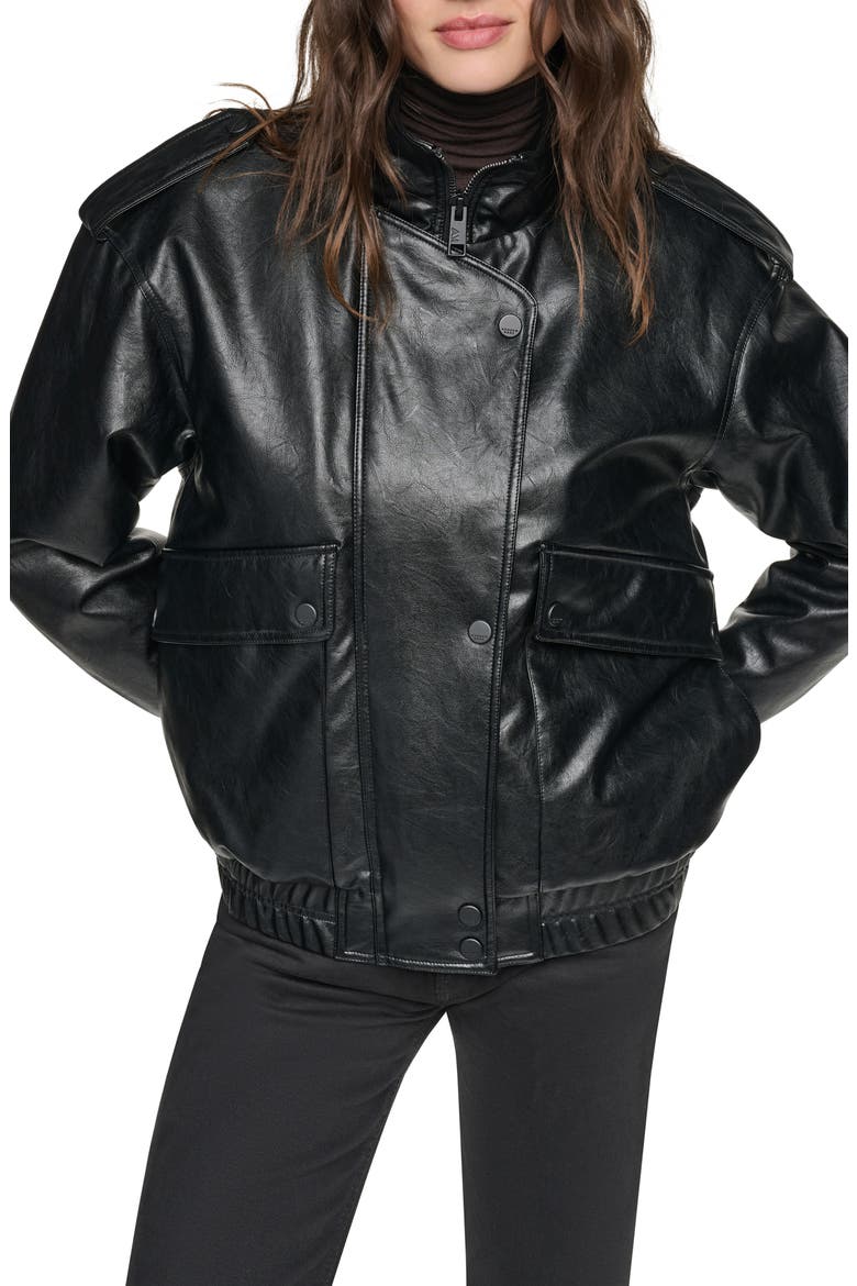 Sorbow Relaxed Faux Fur Lined Bomber Jacket, Main, color, BLACK