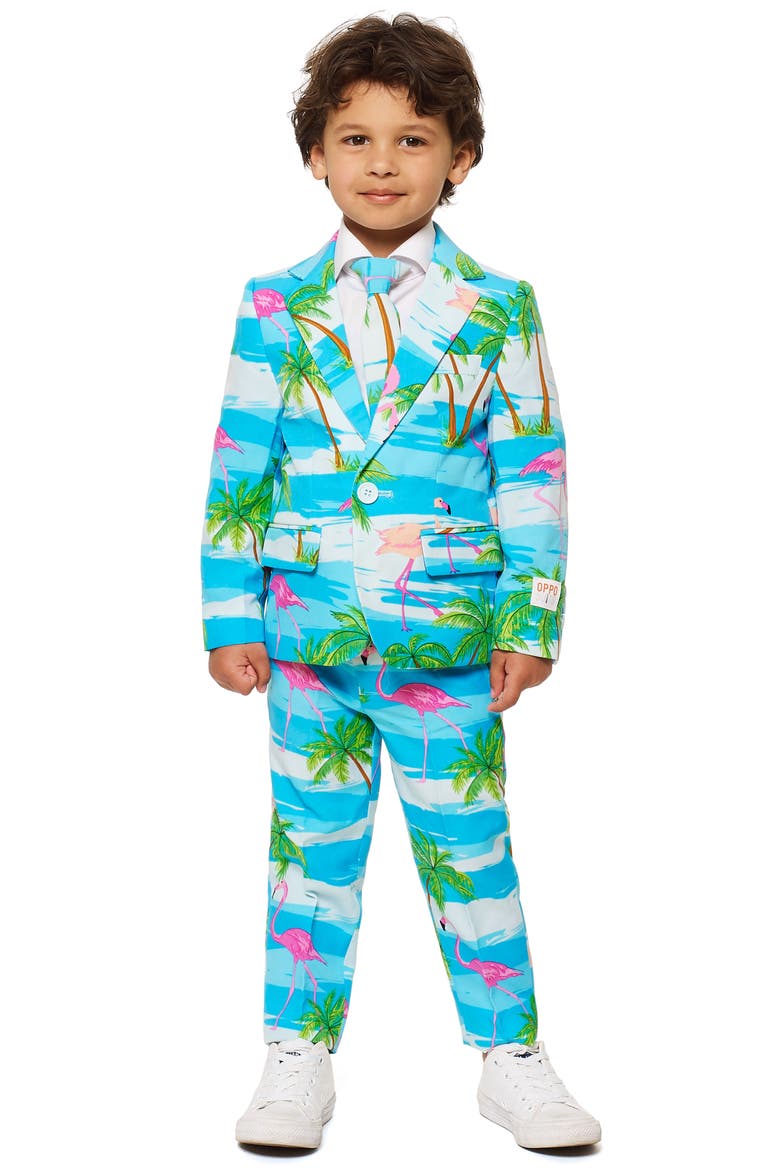 Flaminguy Two-Piece Suit with Tie, Main, color, BLUE