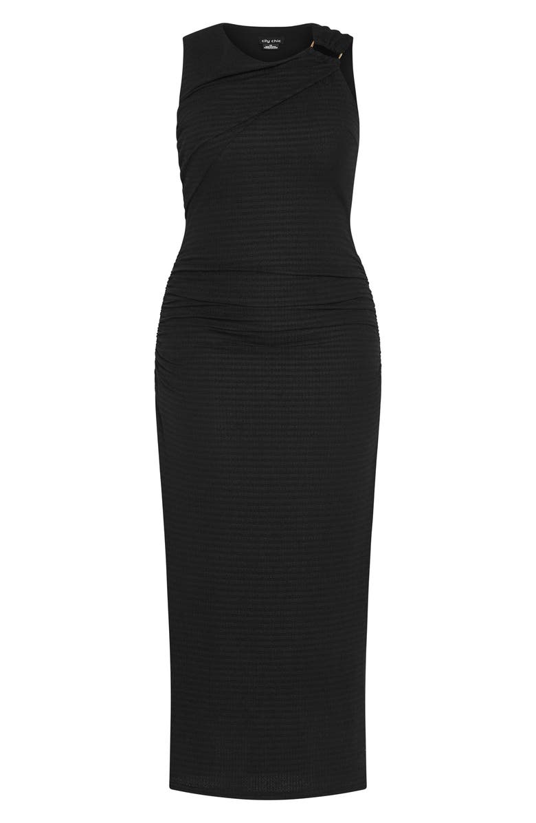 City Chic Zilla Ruched Sleeveless Maxi Dress, Alternate, color, Black