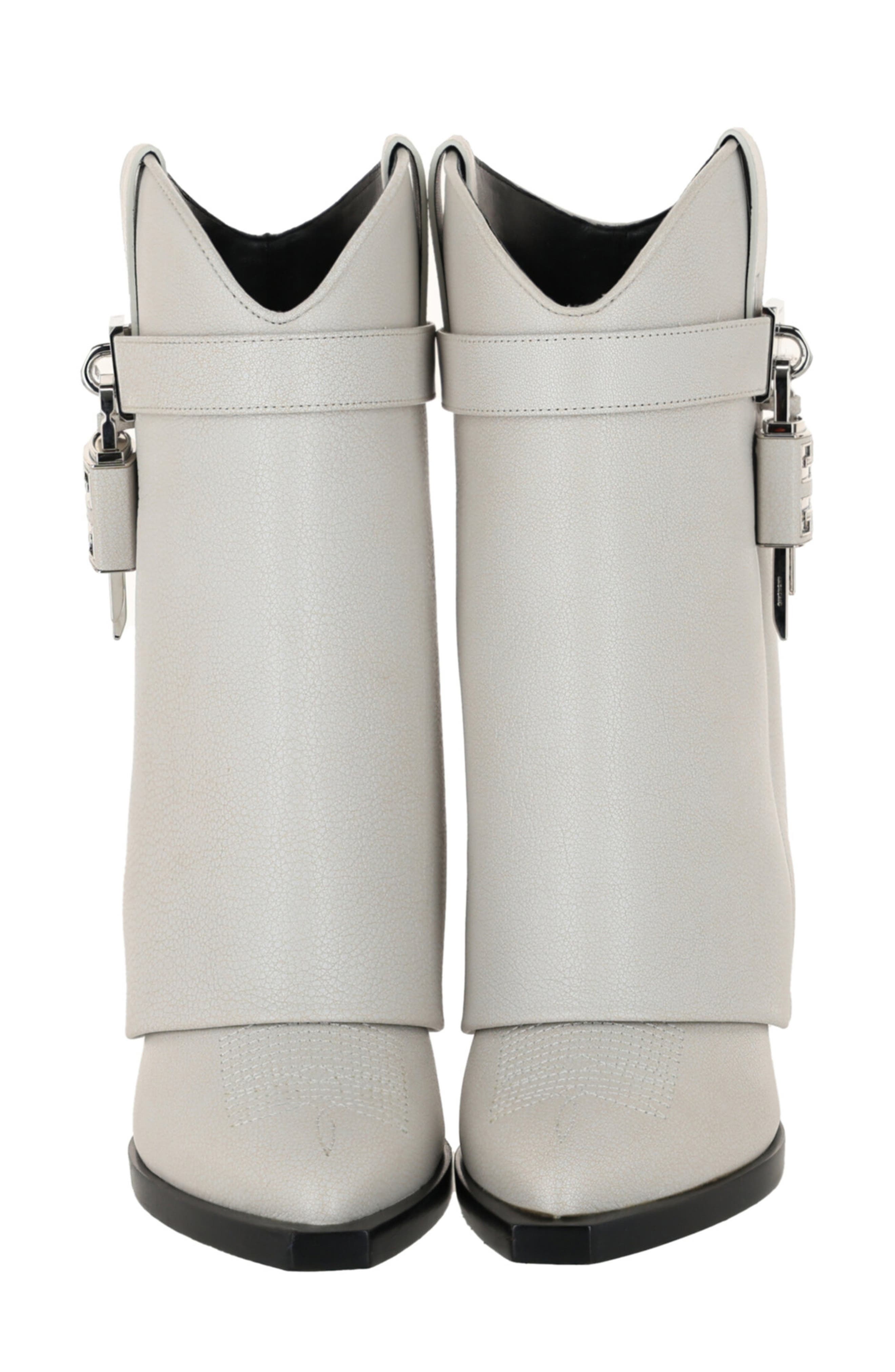 Givenchy Shark Lock Leather Cowboy Boot, Alternate, color, Ivory