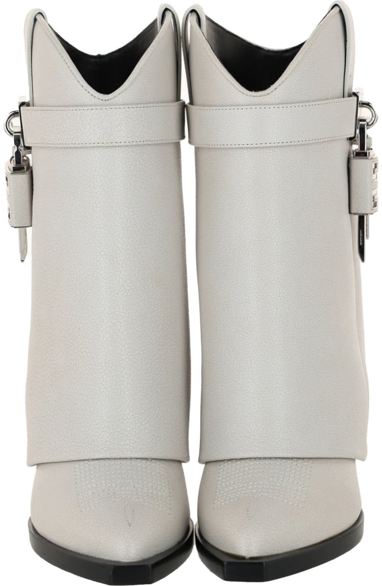 Givenchy Shark Lock Leather Cowboy Boot, Alternate, color, Ivory