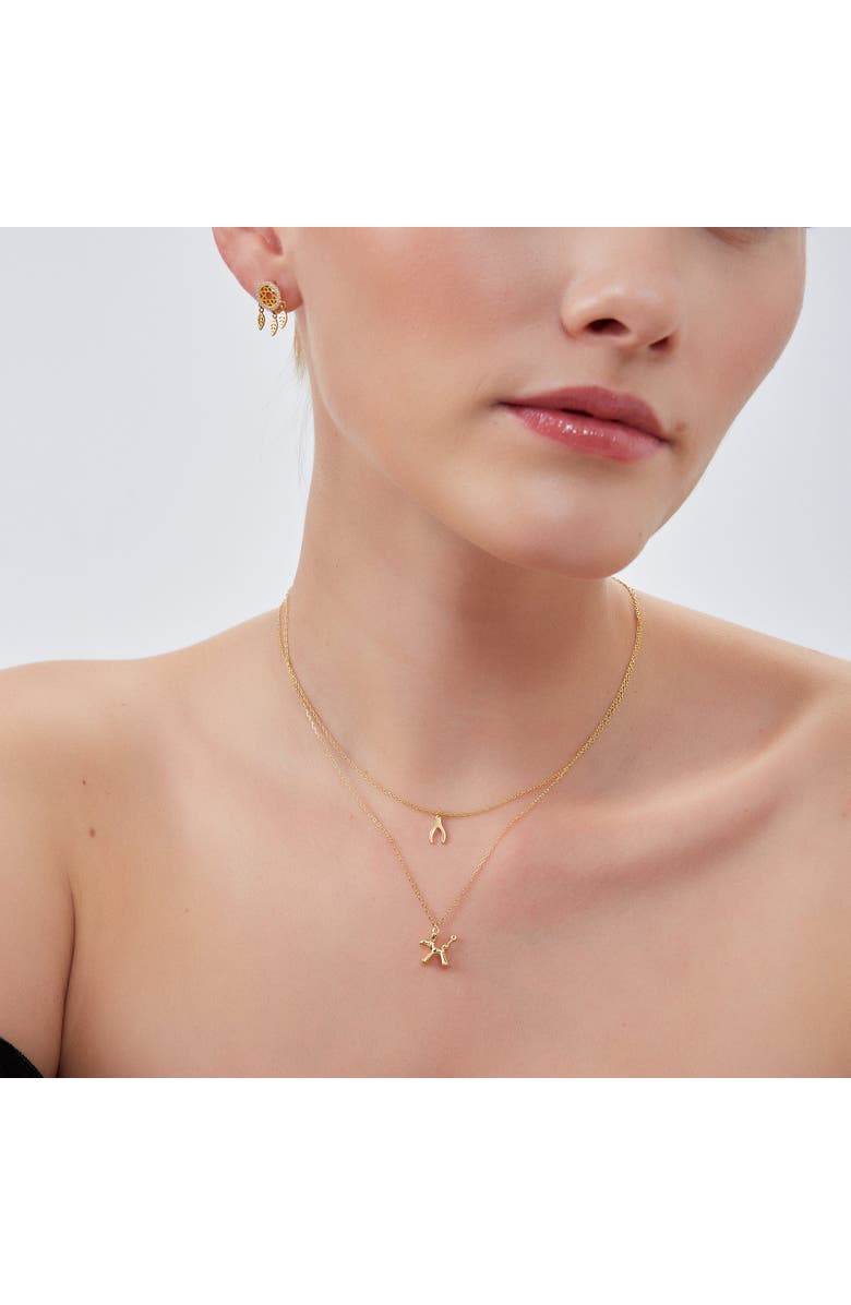 Spero London Balloon Dog Poodle Necklace In Sterling Silver, Alternate, color, Gold