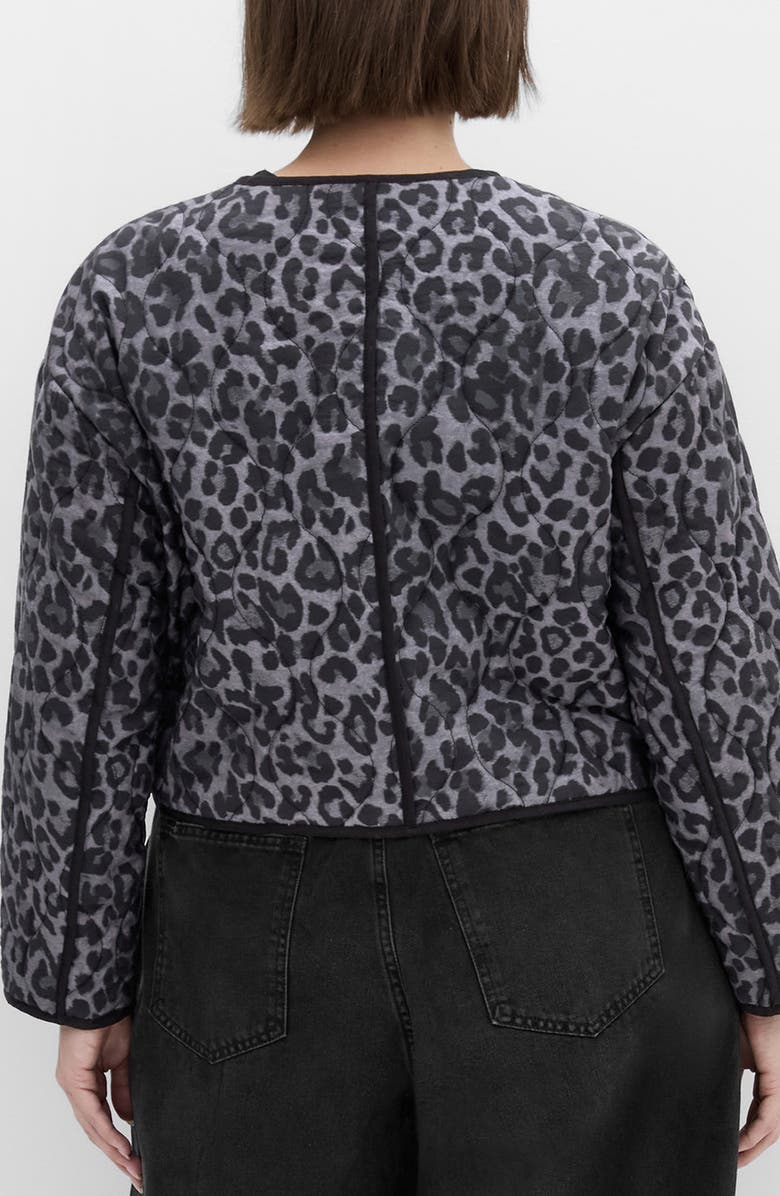 City Chic Leopard Print Crop Quilted Jacket, Alternate, color, 
