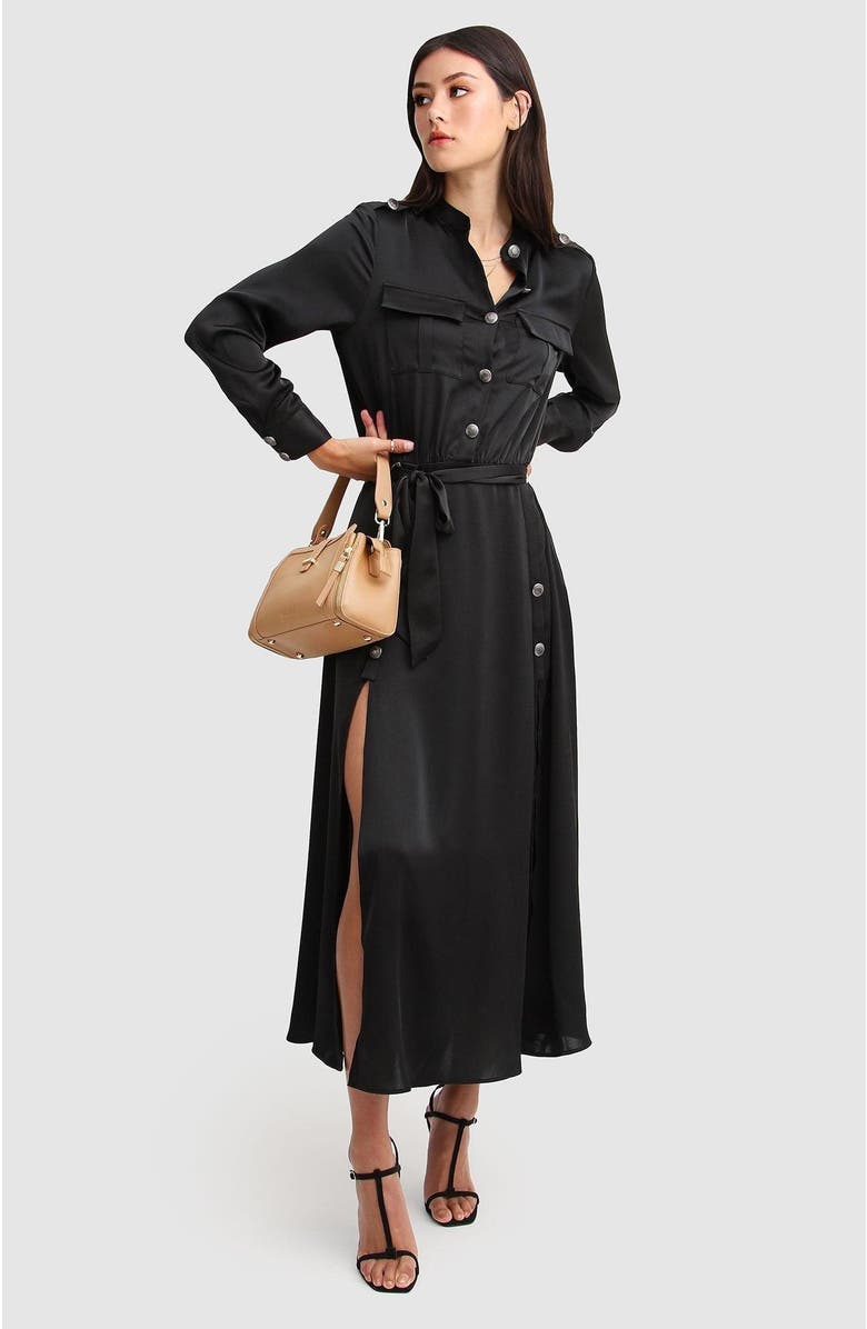 Belle & Bloom Lover To Lover Maxi Shirt Dress, Alternate, color, Black