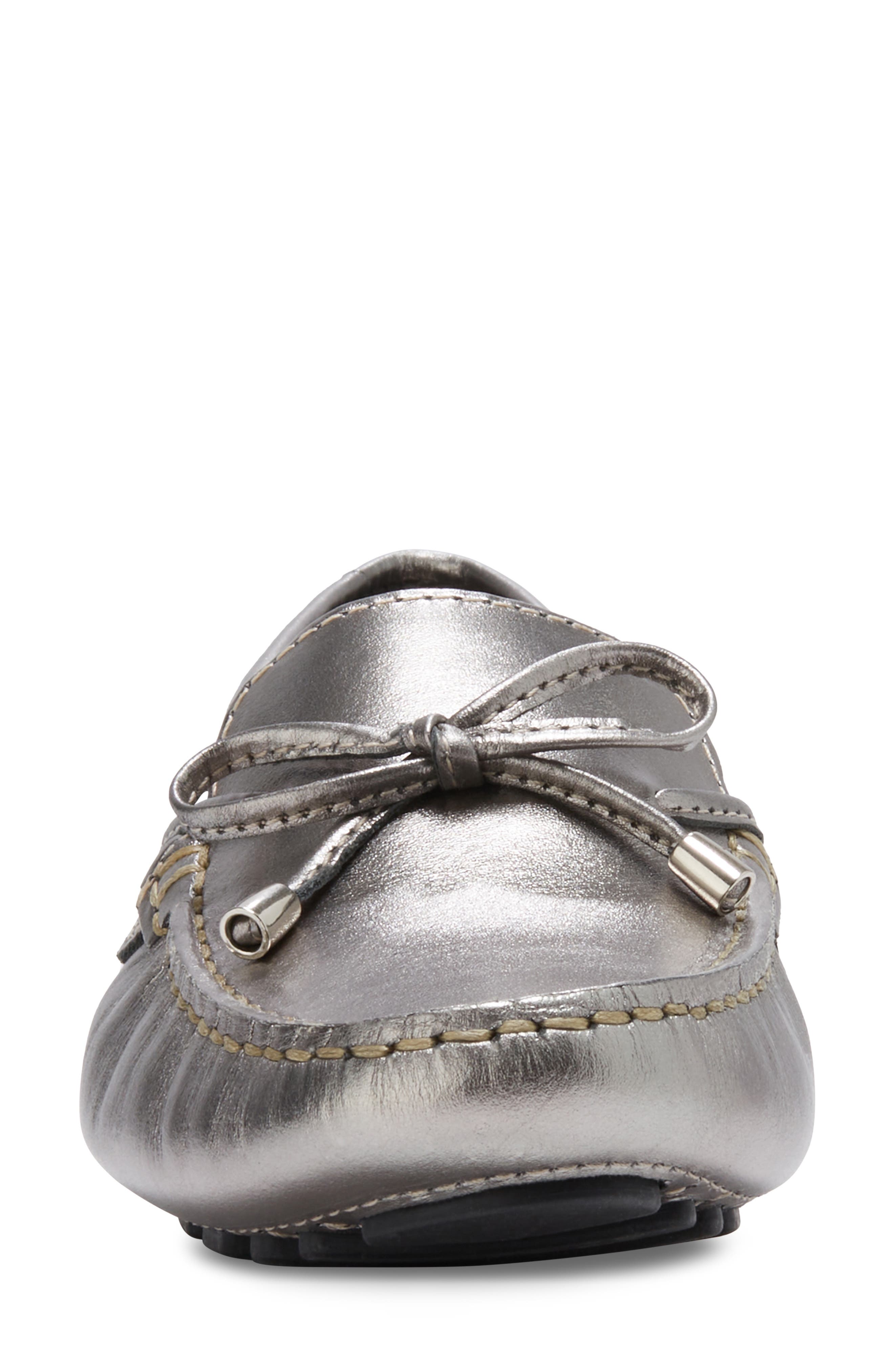 Eastland Marcella Bow Driving Loafer, Alternate, color, Silver