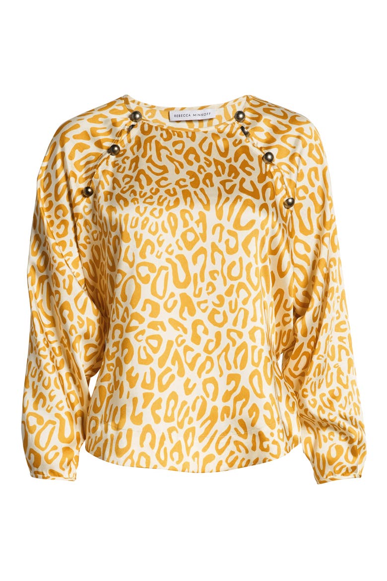 Angelina Leopard Print Tie Waist Blouse, Alternate, color, GOLDEN YELLOW MULTI