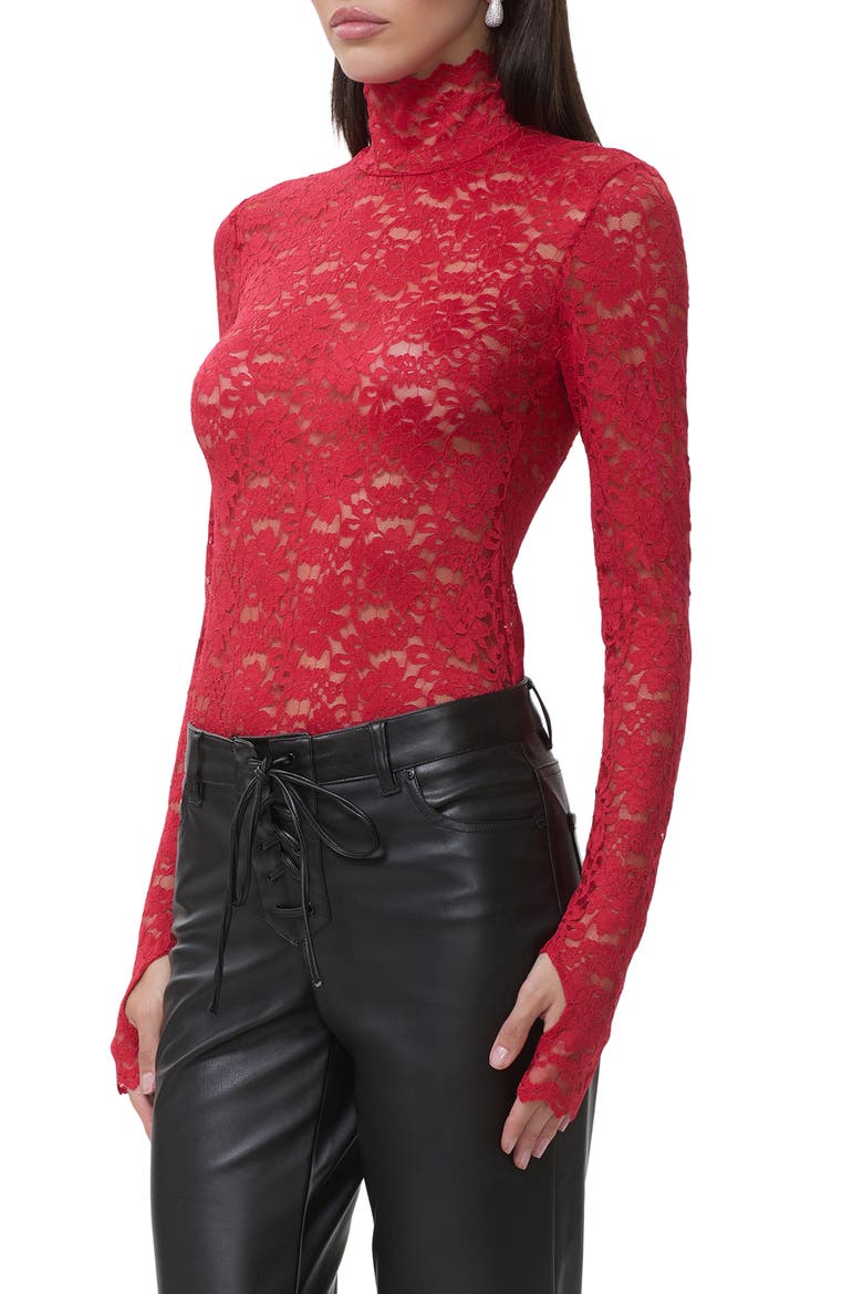 Zadie Sheer Lace Top, Alternate, color, POPPY RED