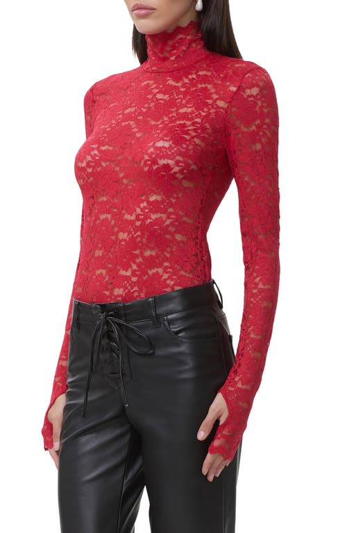 Afrm Zadie Sheer Lace Top In Red