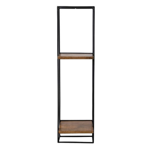 Modern Metal and Wood 2-Tier Wall Shelf