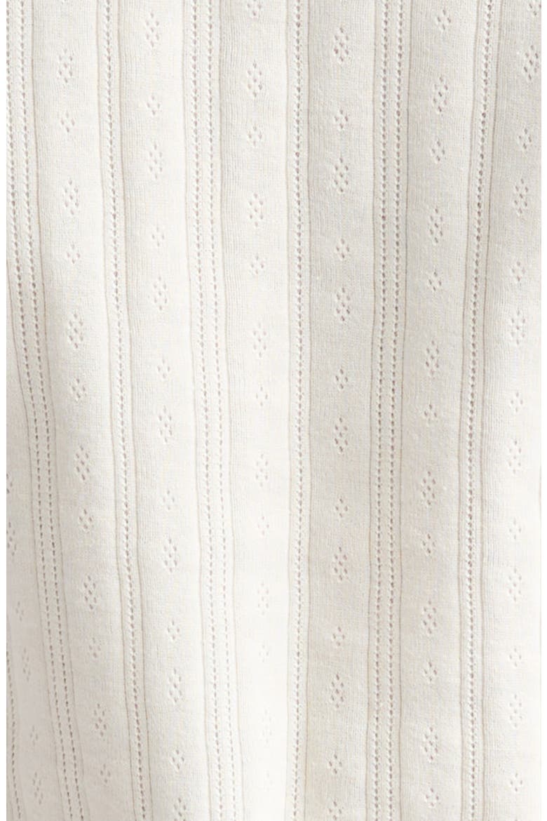 Faux Pearl Crop Cotton Pointelle Rib T-Shirt, Alternate, color, ECRU/ PEARL