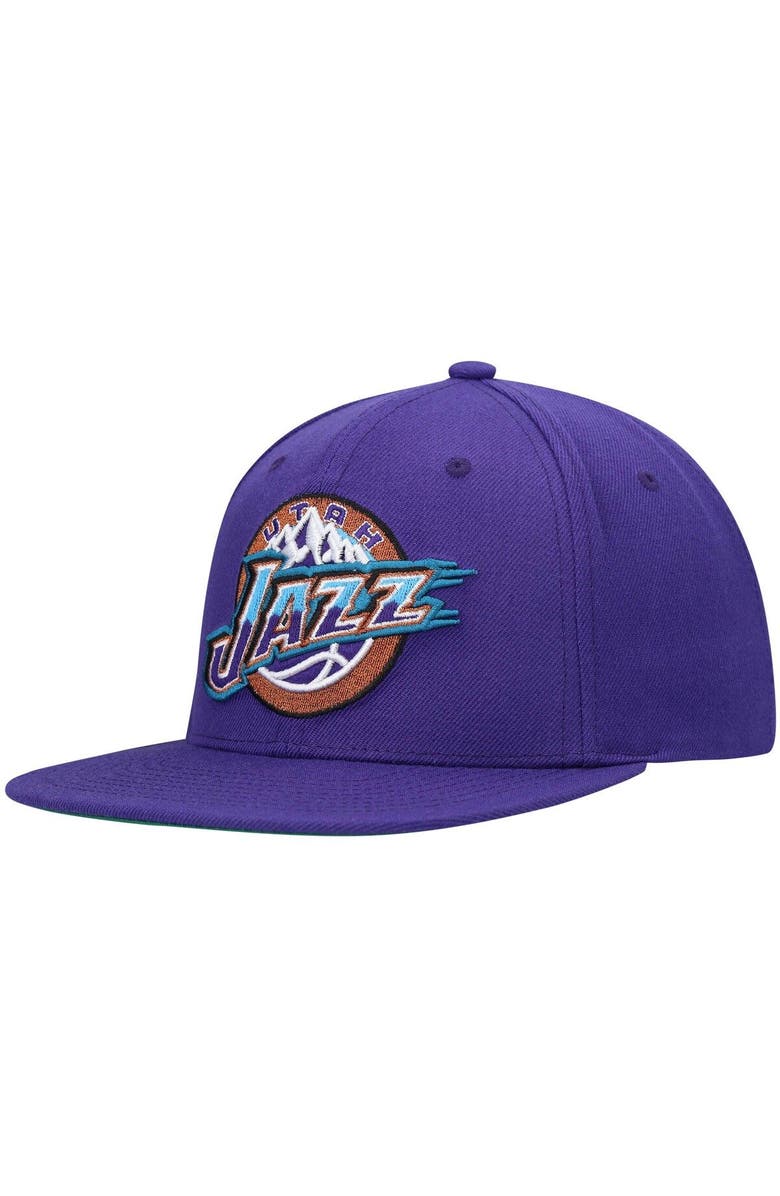 Mitchell & Ness Men's Mitchell & Ness Purple Utah Jazz Hardwood Classics Team Ground 2.0 Snapback Hat, Main, color, Purple