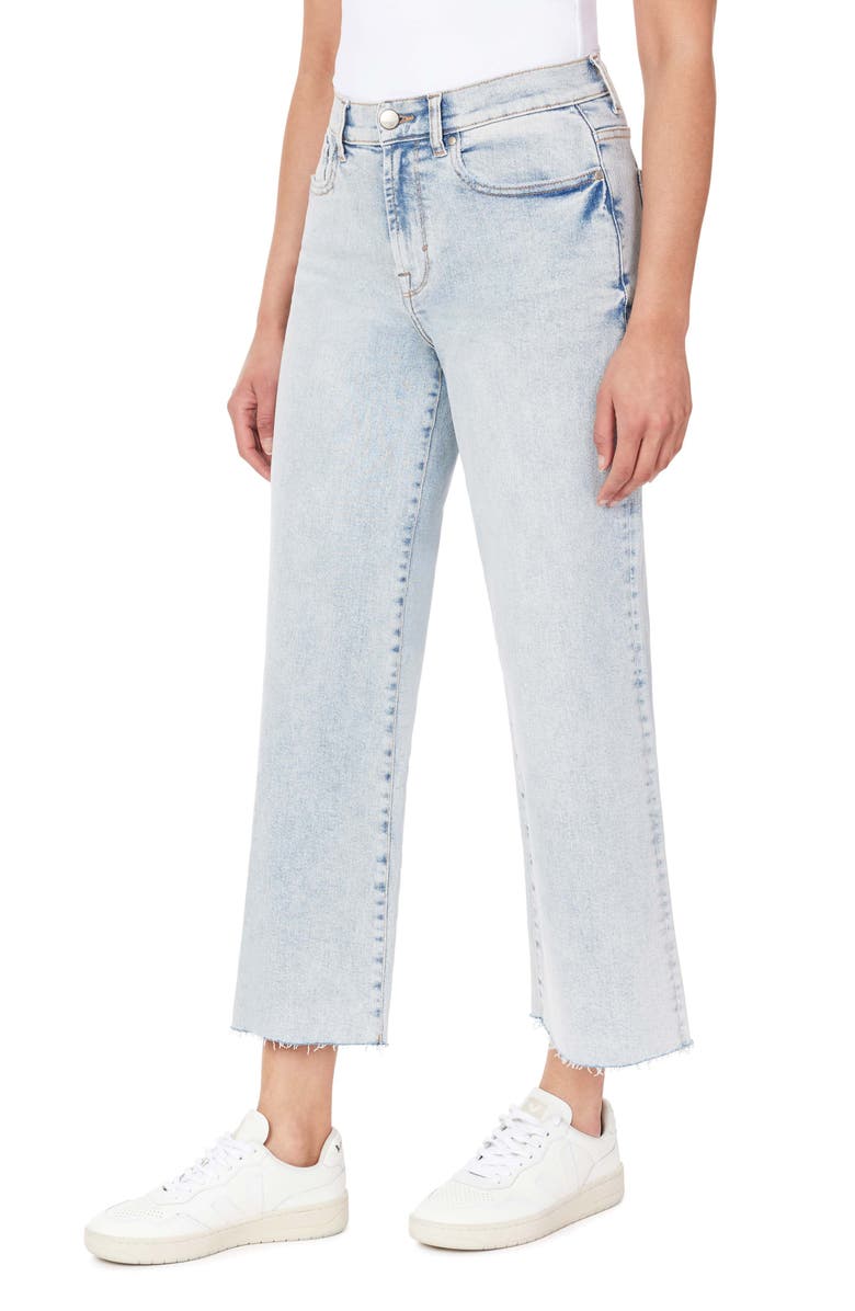 Kensie High Waist Raw Hem Wide Leg Jeans, Alternate, color, Camden