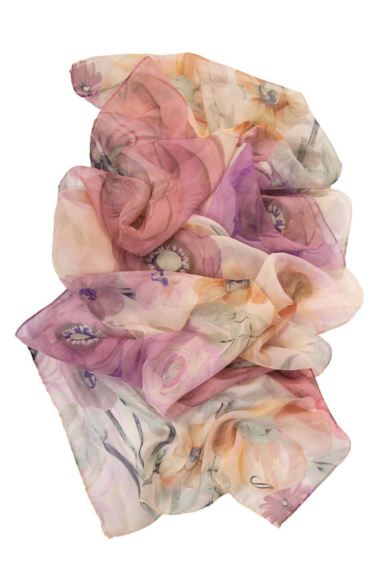Elizabetta Campo de' Fiori - Long Sheer Silk Scarf for Women, Alternate, color, Mauve