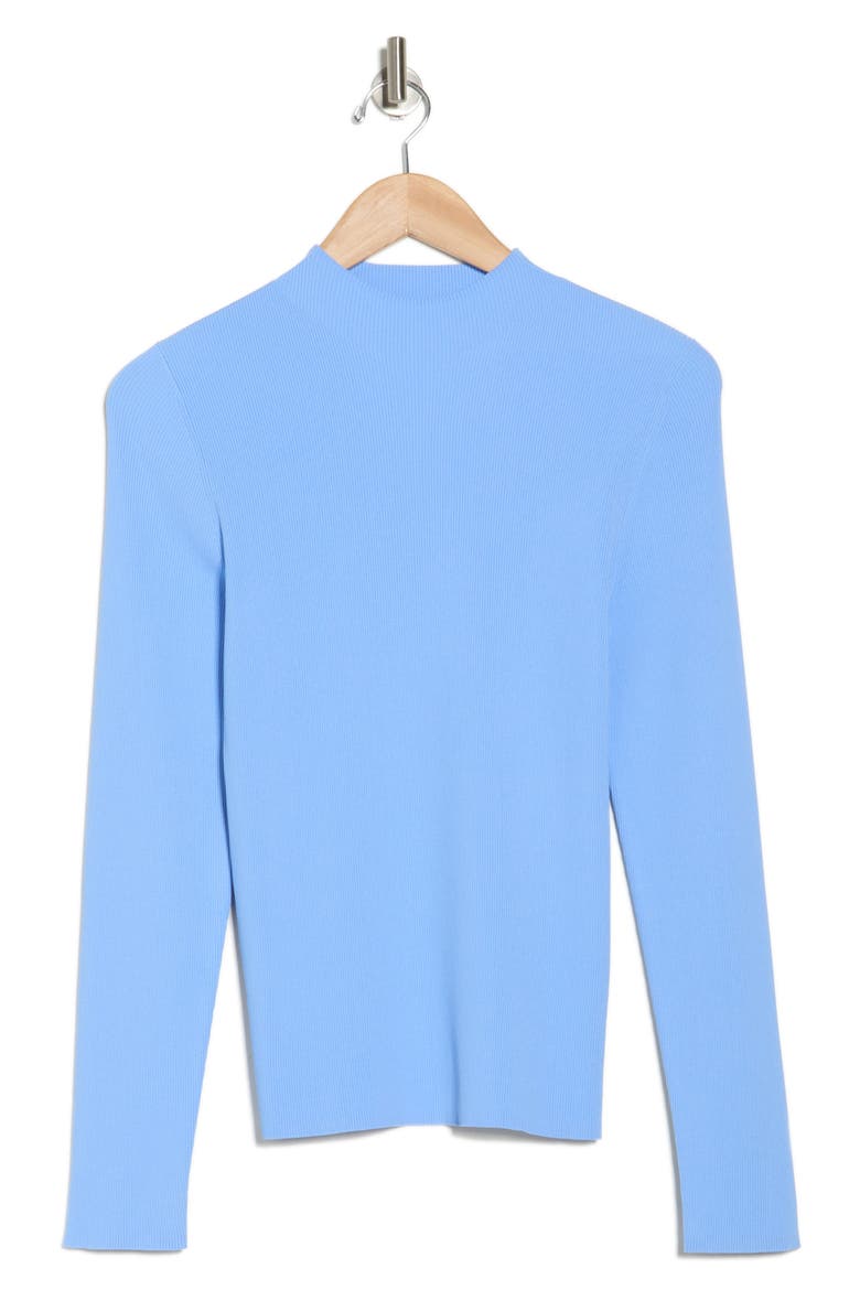 Leenda Mock Neck Ribbed Sweater, Alternate, color, BLUE