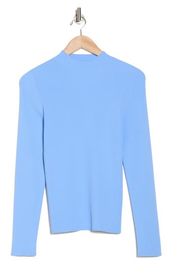 Theory Leenda Mock Neck Ribbed Sweater In Blue
