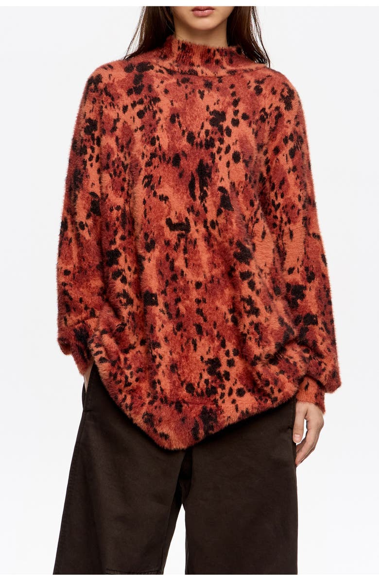 Bimba y Lola Lynx Fur High Neck Sweater, Main, color, Lynx Brown