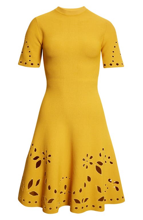 Ulla Johnson Fanna Eyelet Detail Knit Minidress In Yellow